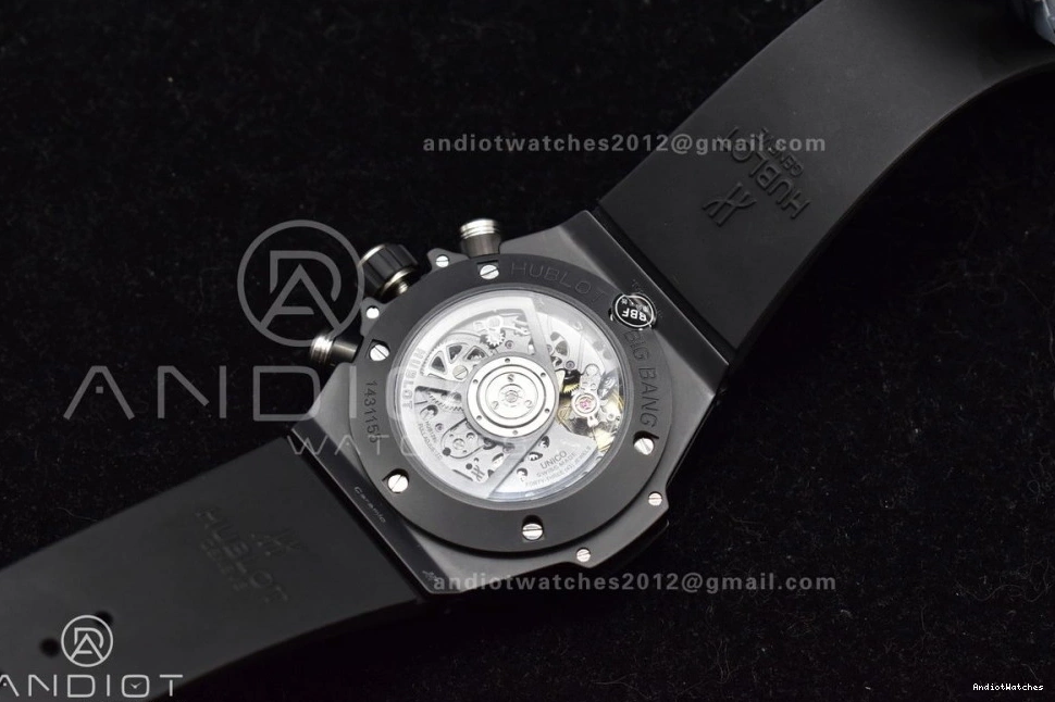 A Strap 1:1 Unico Hublot 893 Rubber on Bang Dial ZF Black BestValue Edition Best Black Full Skeleton Big 0712